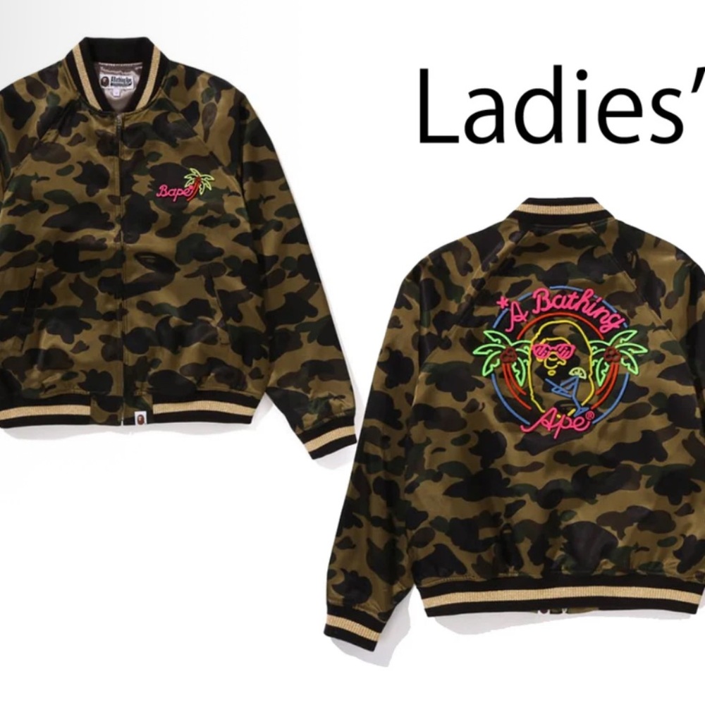 RARE BNWT BAPE Women’s 1st Camo Neon Souvenir Jacket PURCHASED IN JAPAN| Small